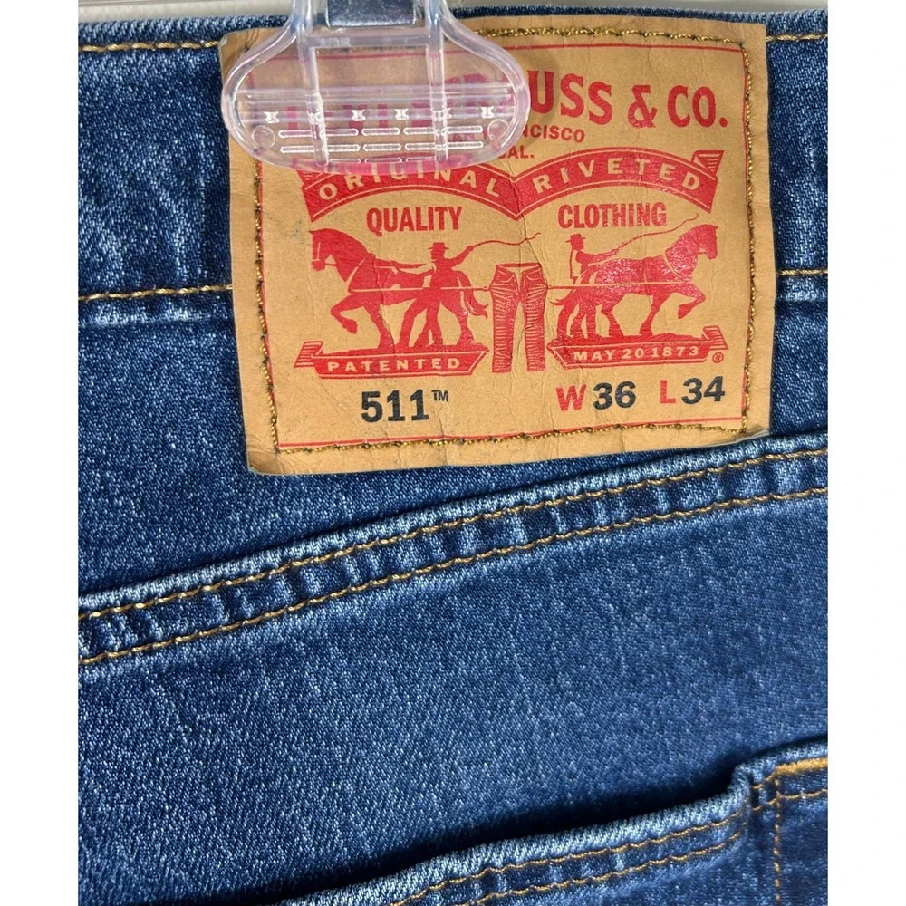 Levi's 511 Slim Jeans Mens 36x34 Blue Stretch Denim NEW Classic Casual Workwear